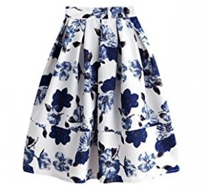 4. LE3NO Womens Casual Versatile Stretchy Flared Skater Skirt