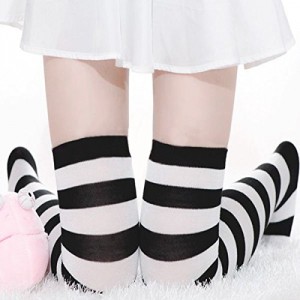 4. ZANZEA Sexy Lady Over The Knee Thigh High Long Striped Stocking socks