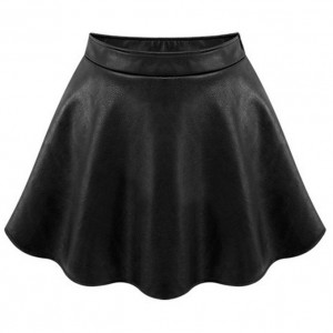 9. Face N Face Women's PU Leather High Waist Mini A Line Pleated Flared Short Skirt