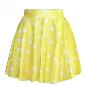 9. SAYM Women Girls Stretchy Polka Dot Flared Casual Mini Skirt